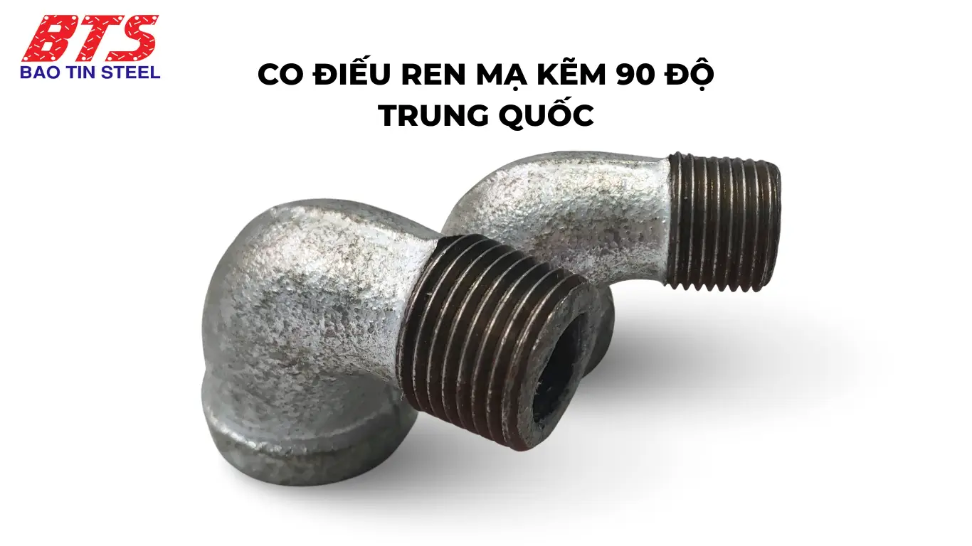 Co điếu ren mạ kẽm 90 độ Trung Quốc