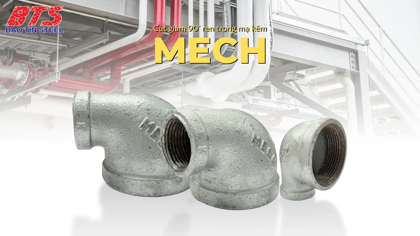 Co giảm ren mạ kẽm 90 độ ren trong MECH