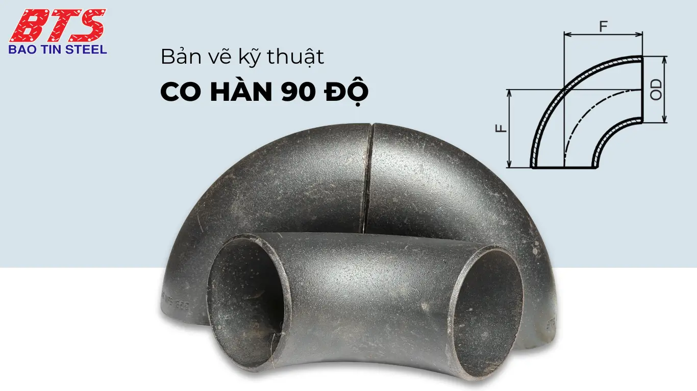 Bản vẽ cút hàn 90 độ