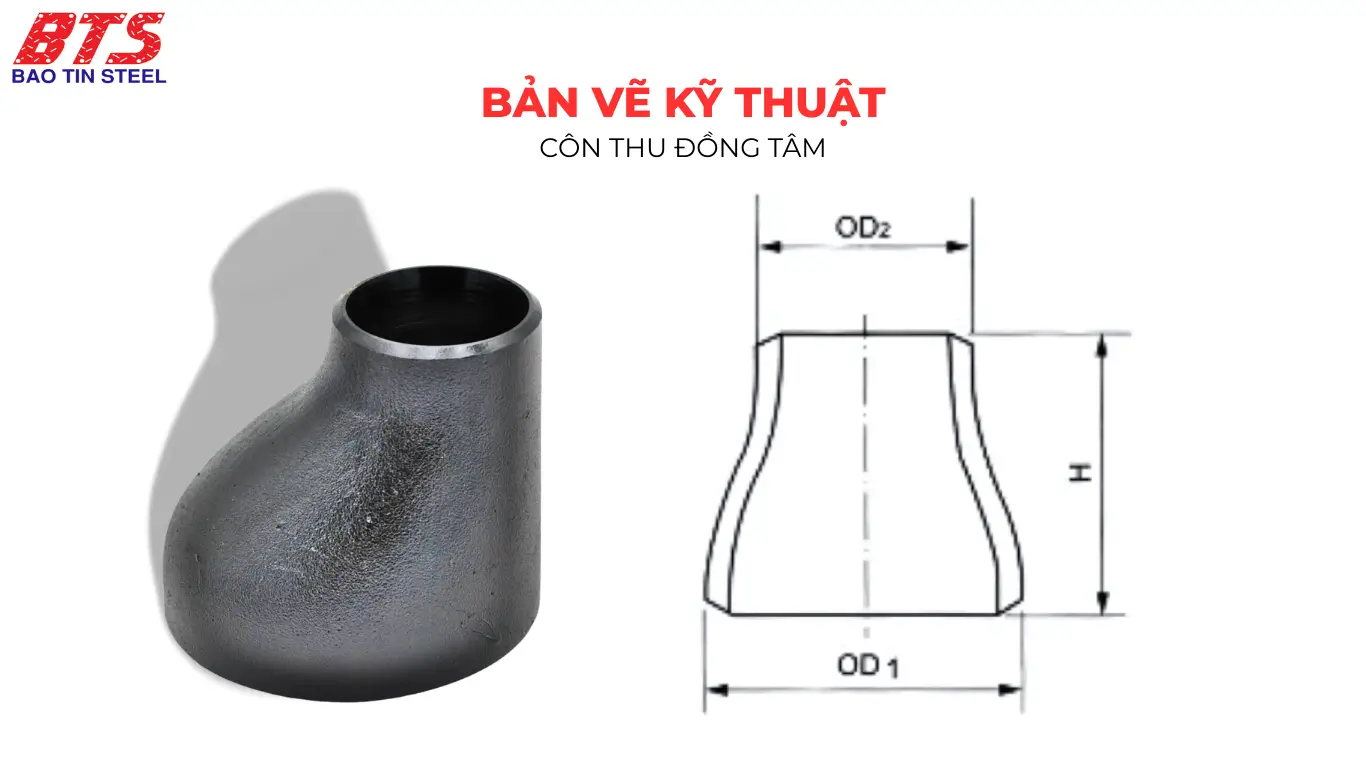 Bản vẽ côn thu đồng tâm