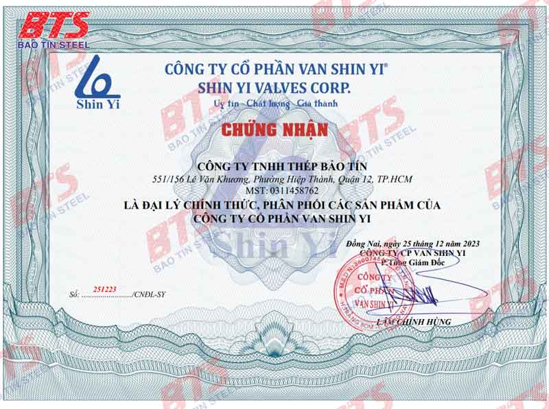 Thép Bảo Tín là nhà phân phối chính thức của thương hiệu van ShinYi
