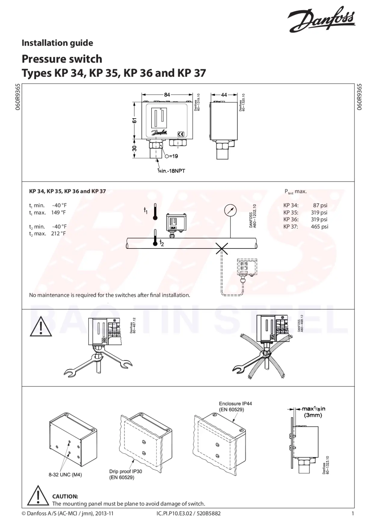 Cách lắp đặt công tắc áp suất Danfoss KP35