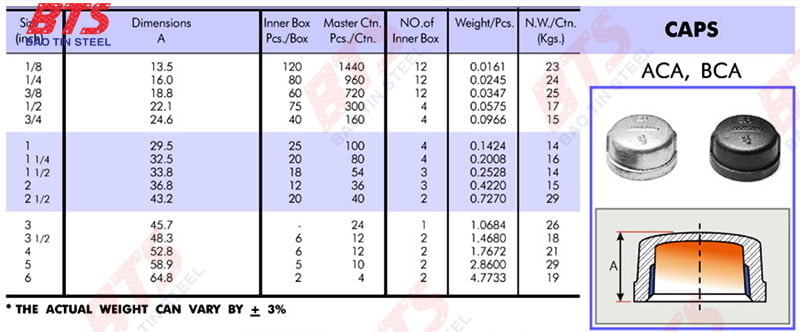 Nút bịt đầu ống ren trong Siam