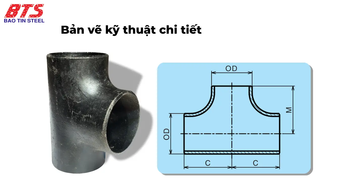 Bản vẽ quy cách tê thép SCH20