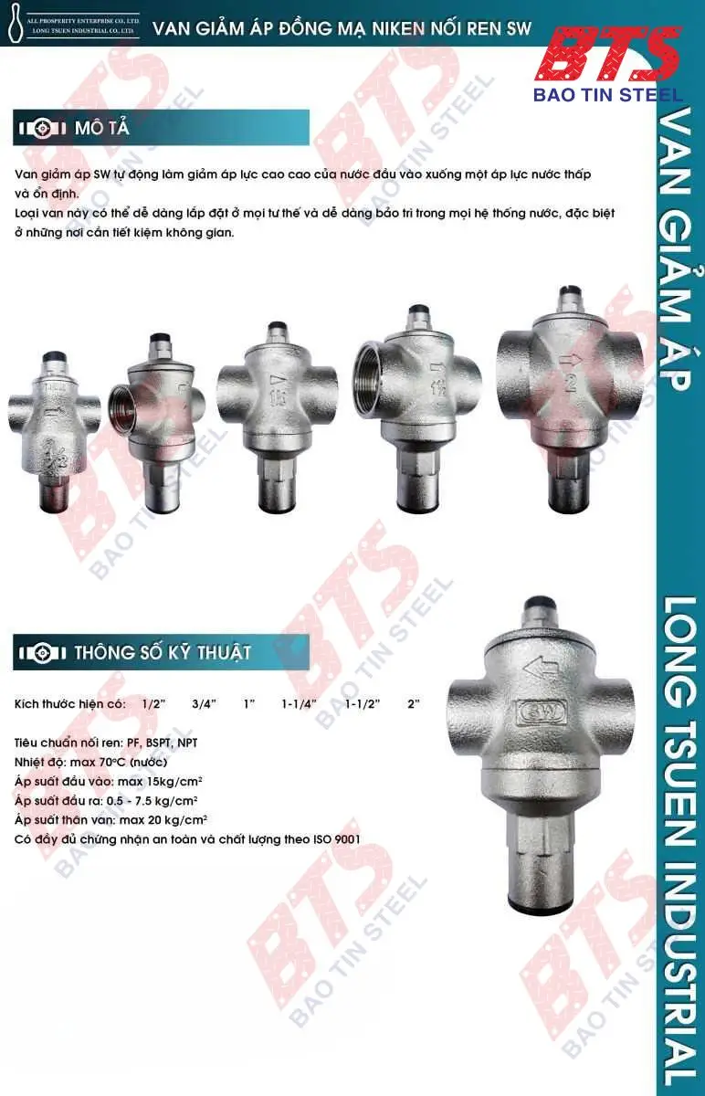 Thông số kỹ thuật van giảm áp SW