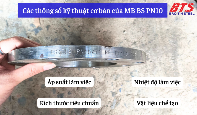 Thông số kỹ thuật cơ bản của bích BS PN10