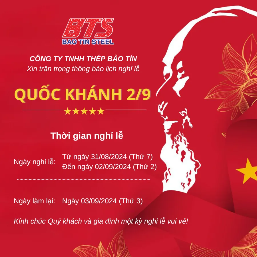 Thông báo lịch nghỉ lẽ Quốc Khánh 2/9
