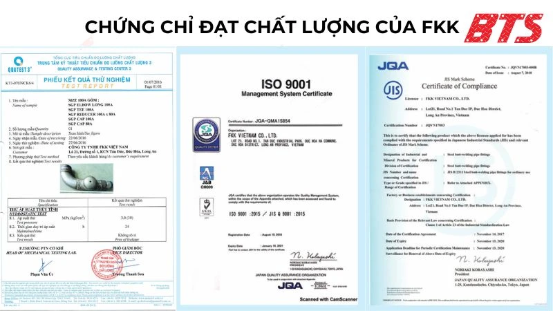 Chứng chỉ đạt chất lượng của sản phẩm FKK
