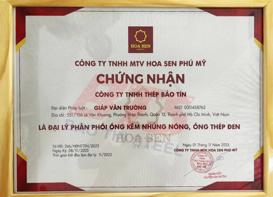 Thép Bảo Tín là đại lý cấp 1 các sản phẩm từ Thép Hoa Sen