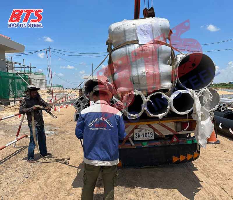 Thép Bảo Tín chuẩn bị hàng giao tới công trình Nhà máy xử lý nước thải Cheung Aek Thép Bảo Tín chuẩn bị hàng giao tới công trình Nhà máy xử lý nước thải Cheung Aek