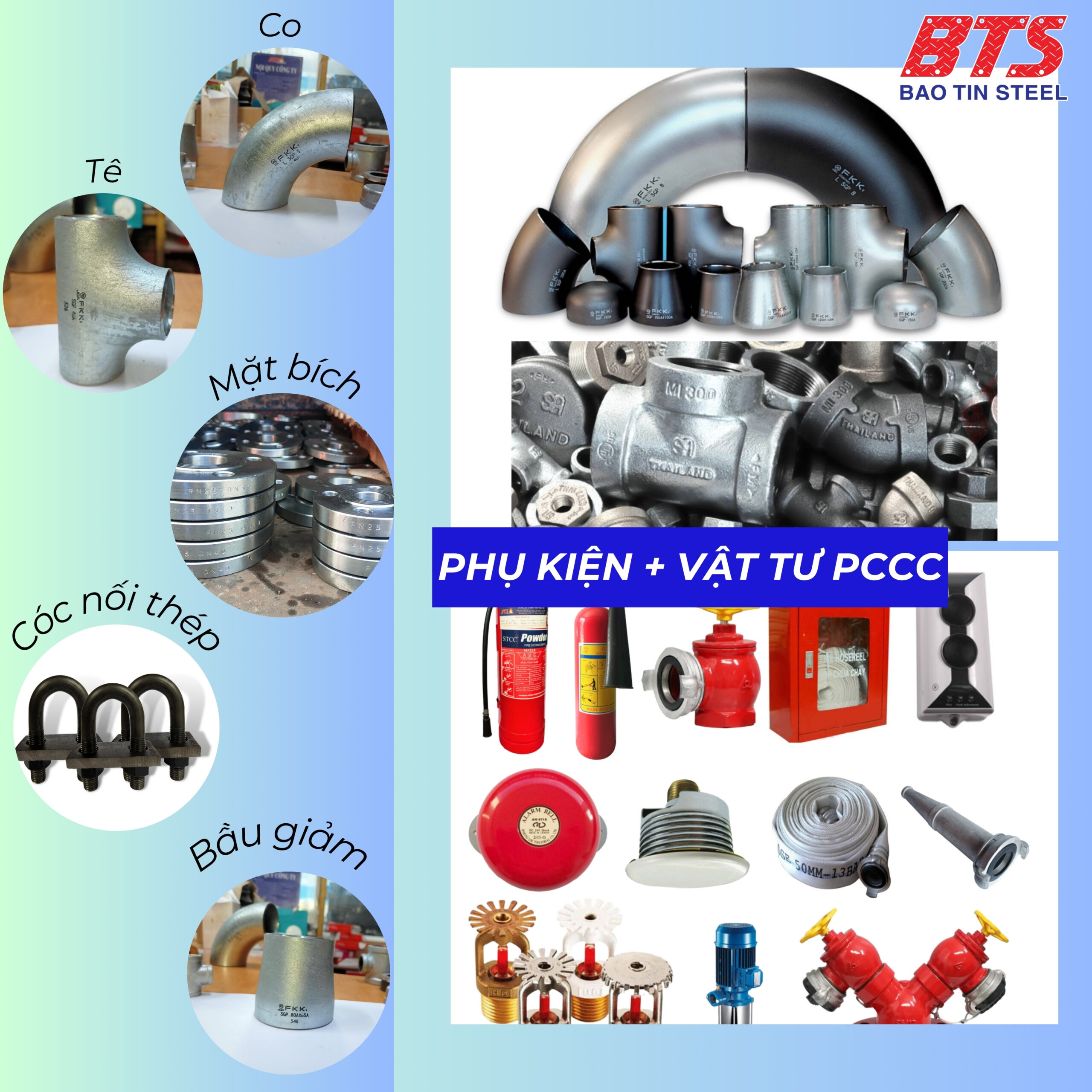 Phụ kiện đường ống và vật tư PCCC chính hãng do Thép Bảo Tín phân phối 