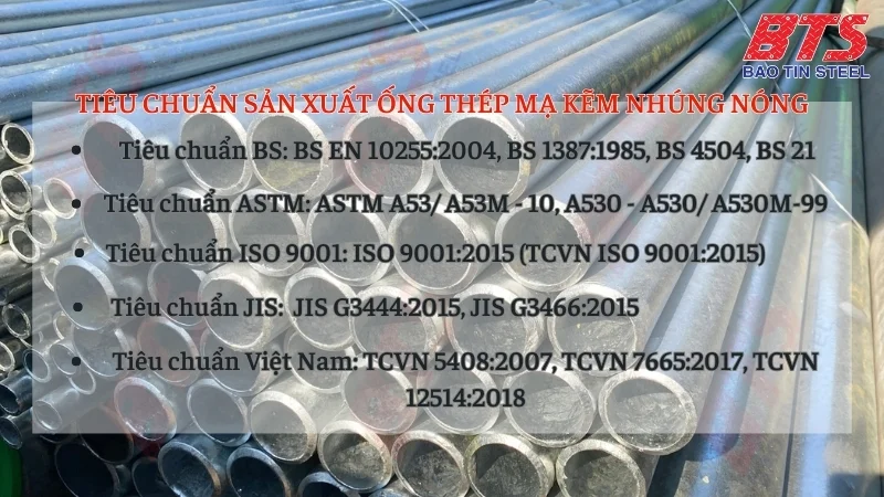 Tiêu chuẩn ống kẽm nhúng nóng
