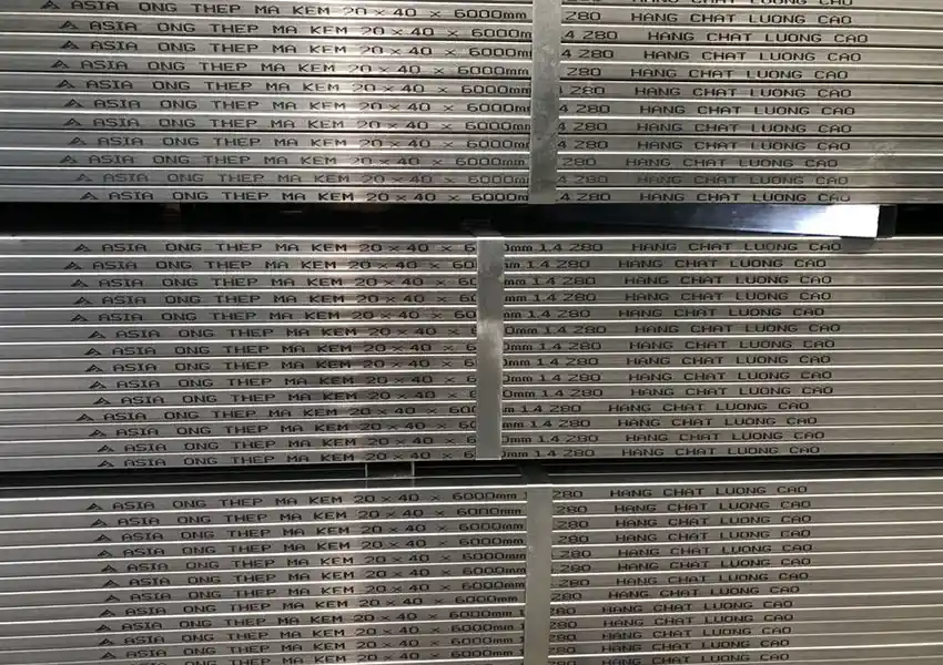 Thép hộp mạ kẽm 20x40 Thép hộp mạ kẽm 20x40