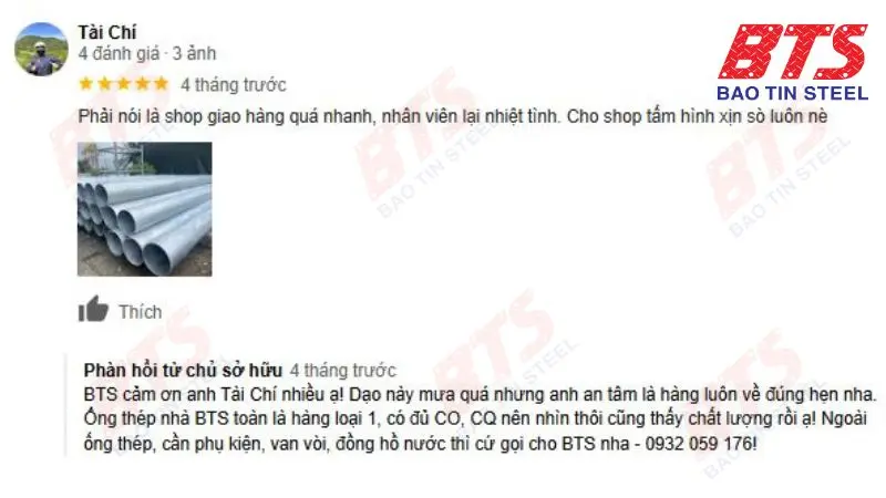 Đánh giá của khách hàng về Thép Bảo Tín