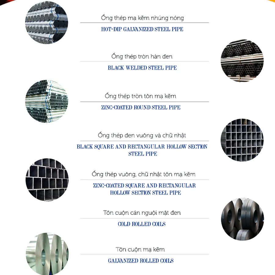 Sản phẩm chính của Thép Việt Đức 