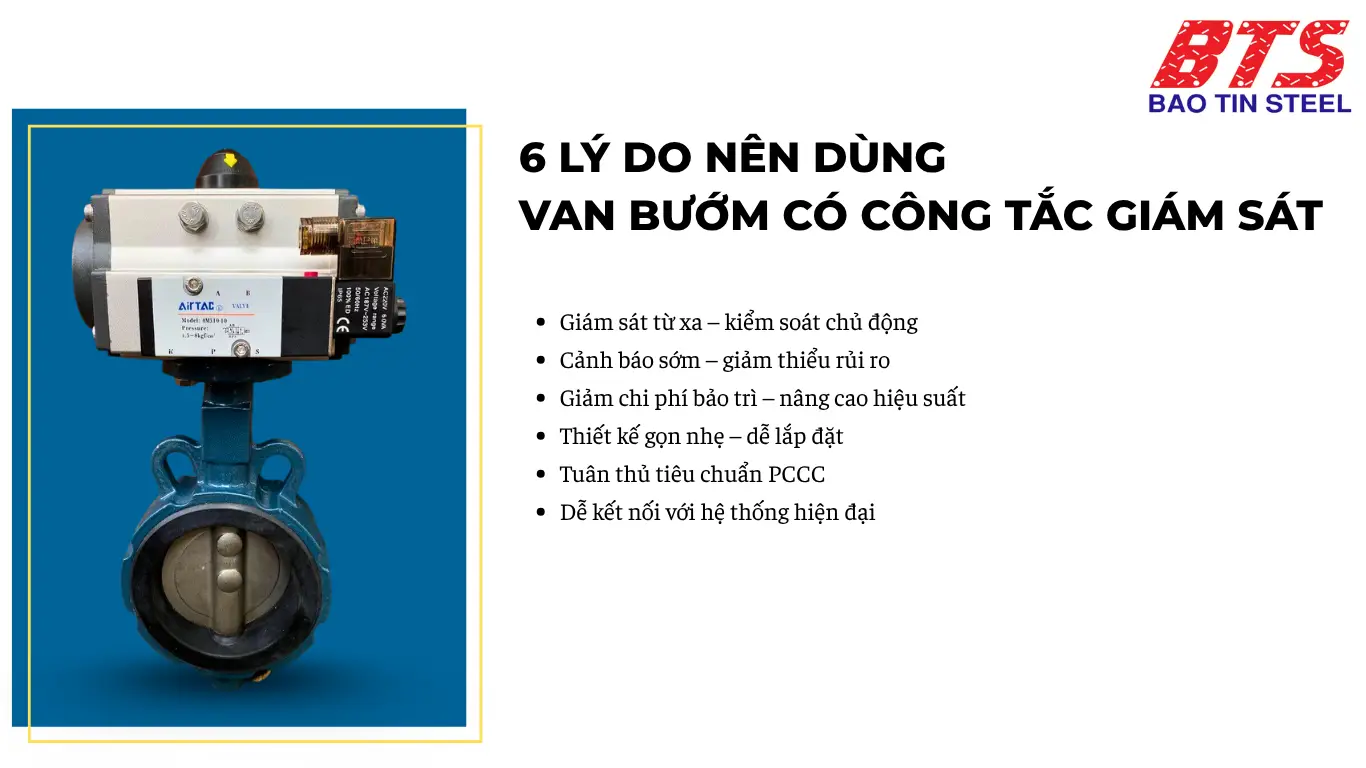 Lý do nên dụng van bướm kèm công tắc giám sát