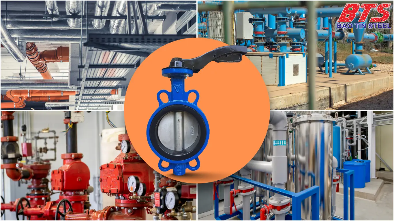 Ứng dụng thực tế của van bướm tay gạt DN100