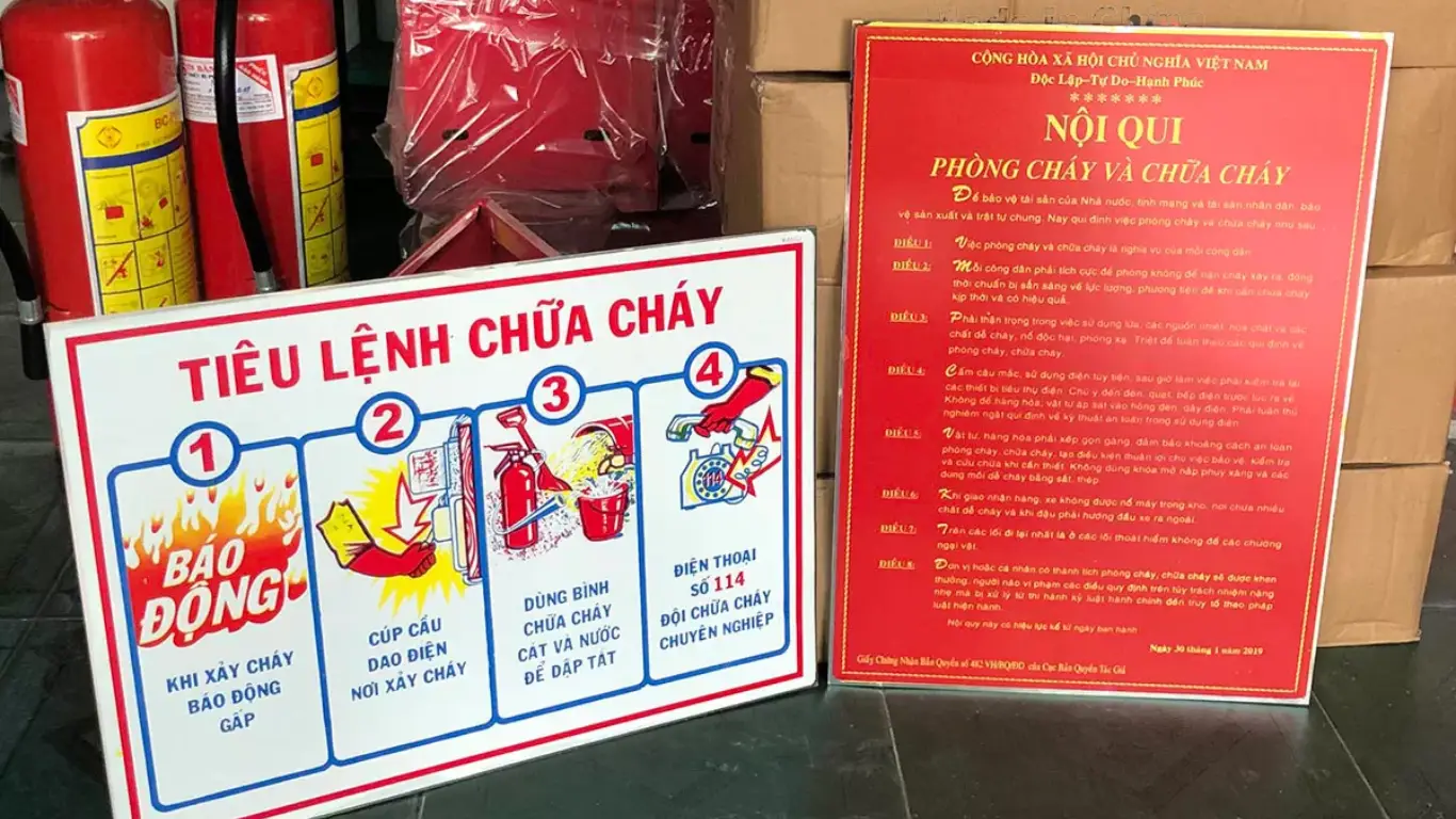 Kích thước bảng tiêu lệnh chữa cháy