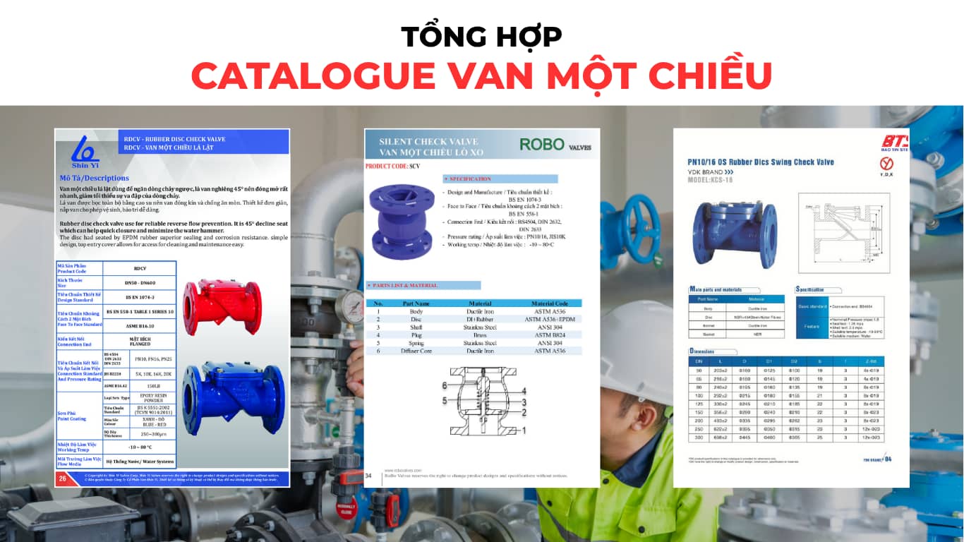 Tra cứu catalogue van một chiều ARV, Shin Yi, ROBO, YDK
