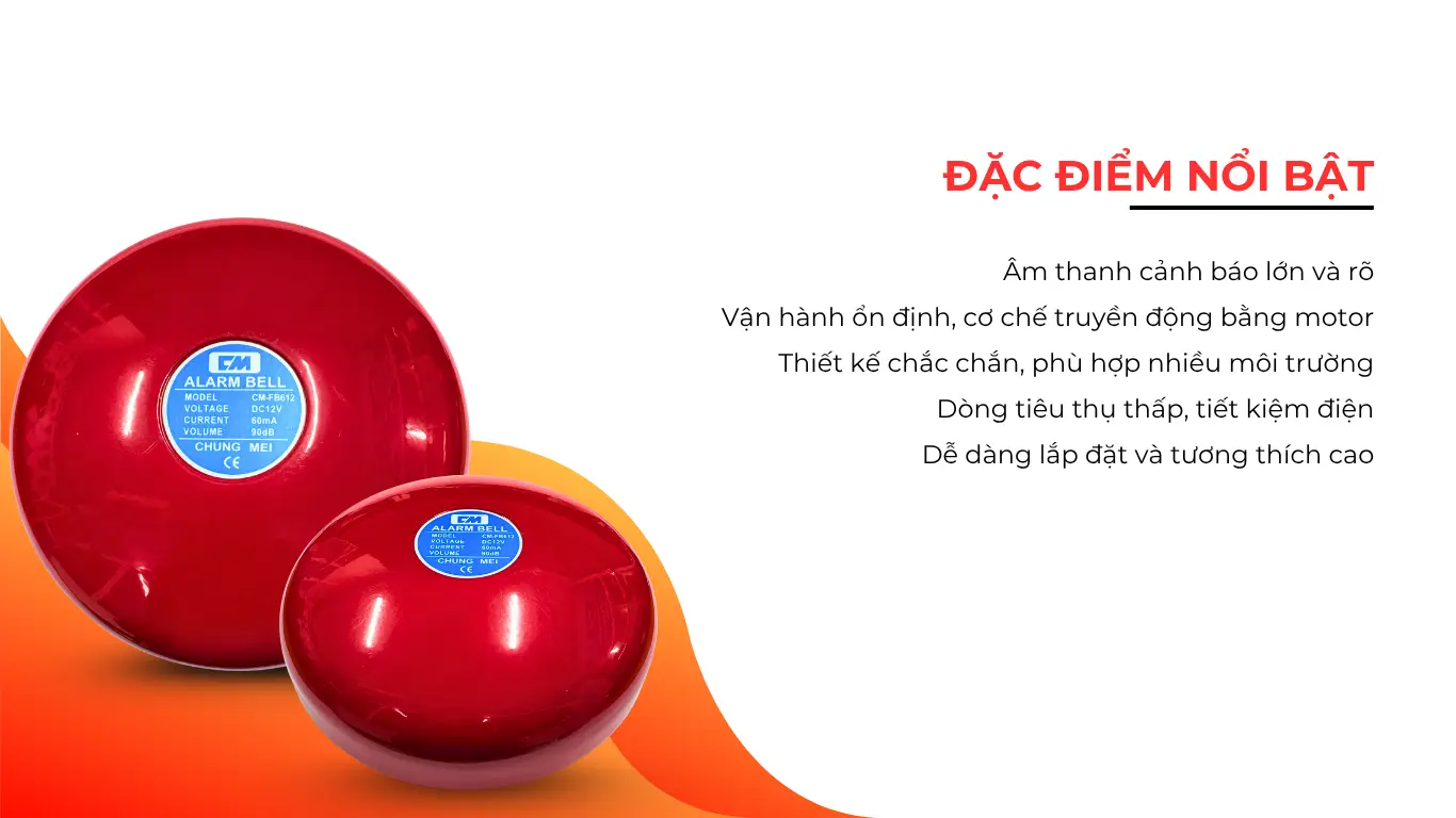Đặc điểm nổi bật của chuông báo cháy 12V Chungmei CM-FB612