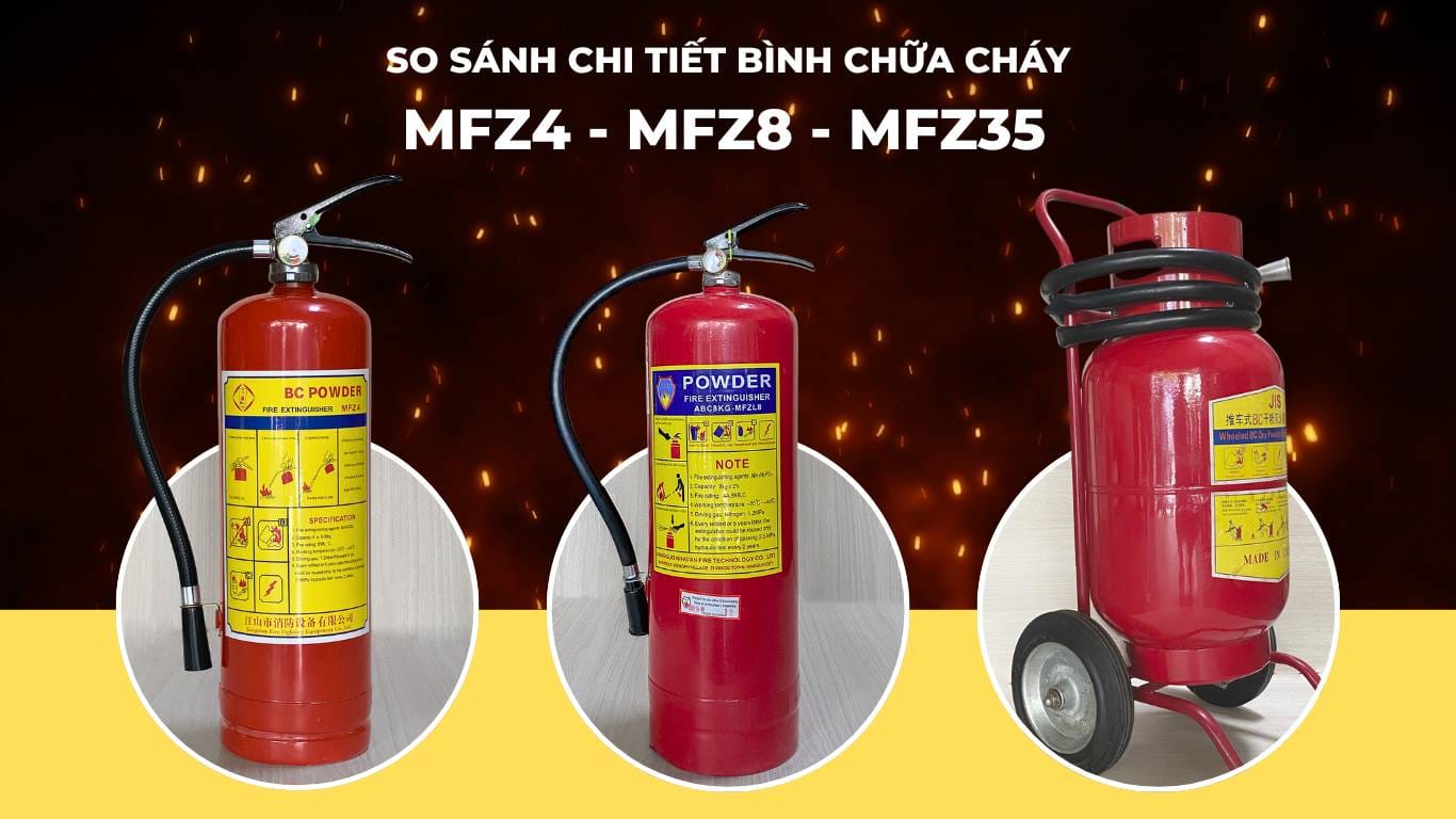 So sánh bình chữa cháy MFZ4 – MFZ8 – MFZ35: Nên dùng loại nào?