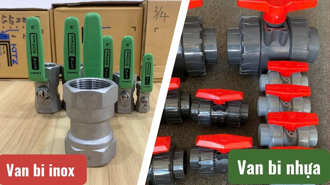 Van bi inox và van bi nhựa