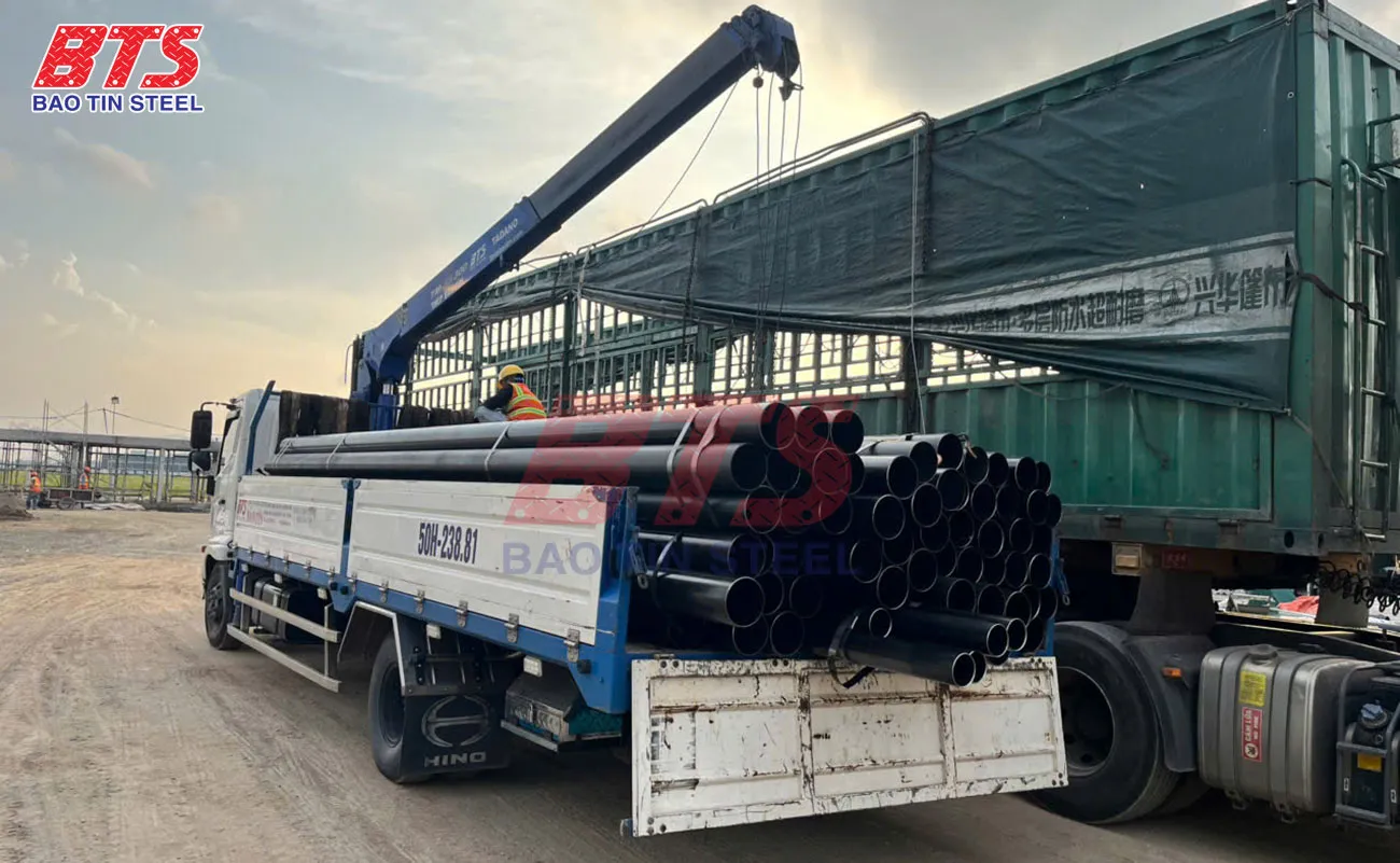 Ống thép cho dự án Trung tâm phân loại đống gói GHN Hưng Yên 