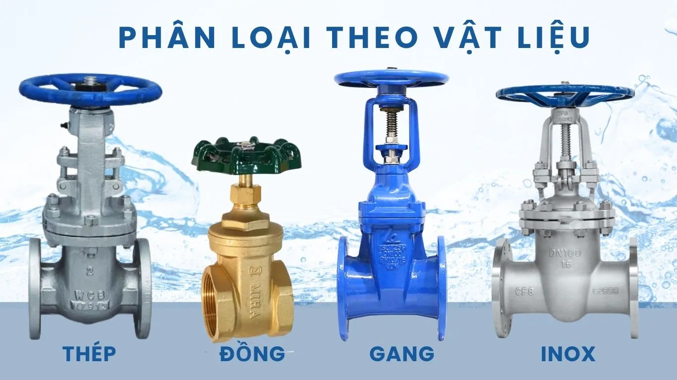 Phân loại van cửa theo vật liệu