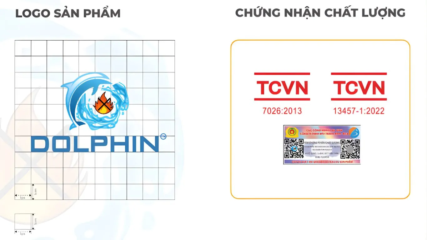 Logo và Tem chứng nhận chất lượng của bình chữa cháy Dolphin - BCA