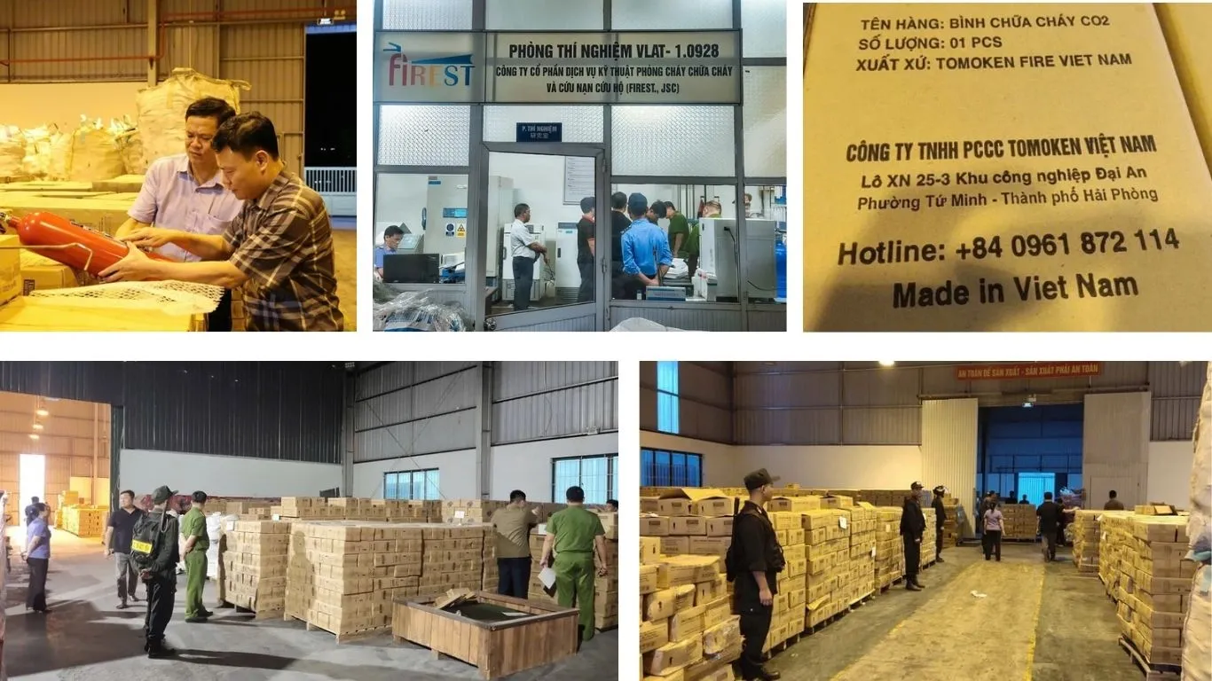 Triệt phá đường dây sản xuất bình chữa cháy giả 