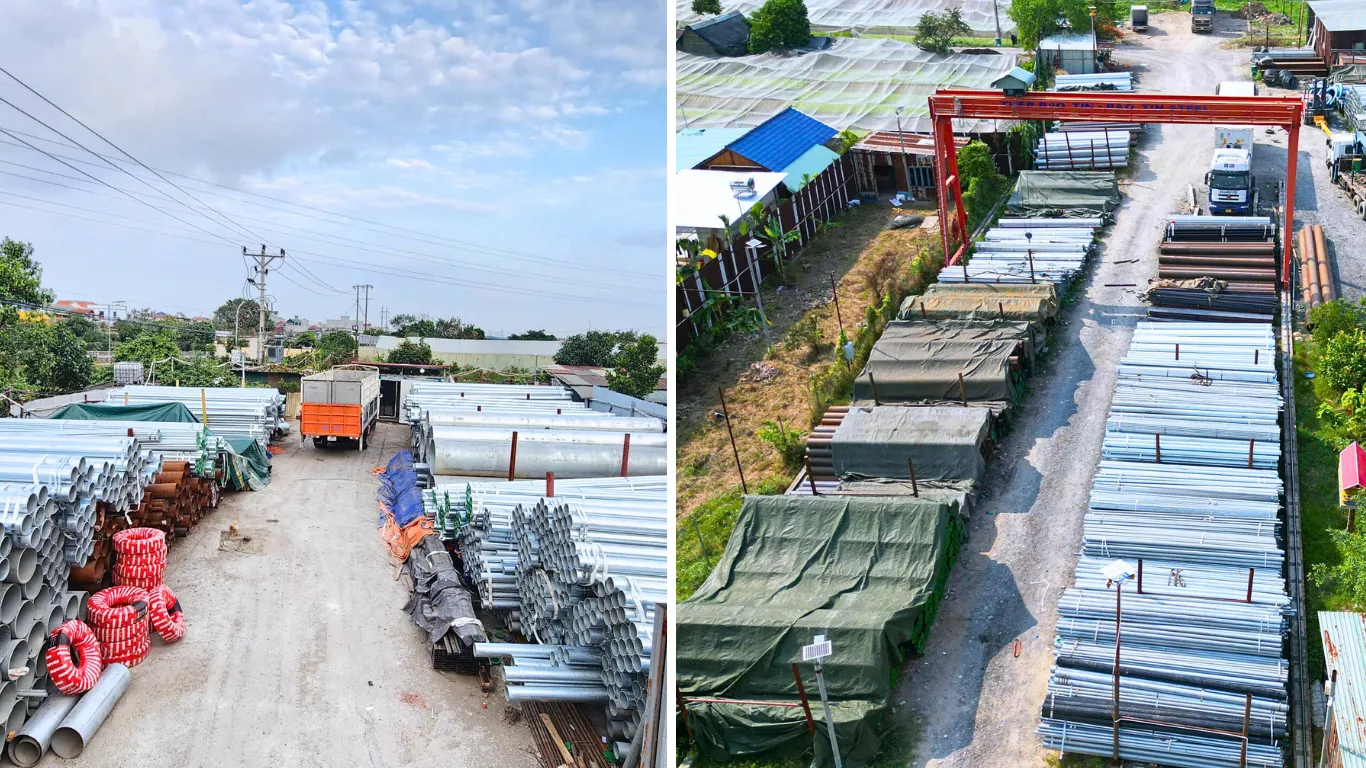 Kho thép ở miền Nam và miền Bắc của Thép Bảo Tín 