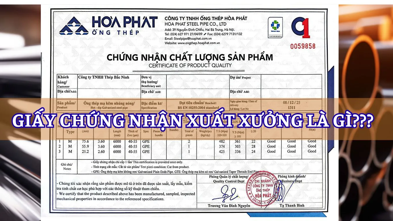 Giấy chứng nhận xuất xưởng 