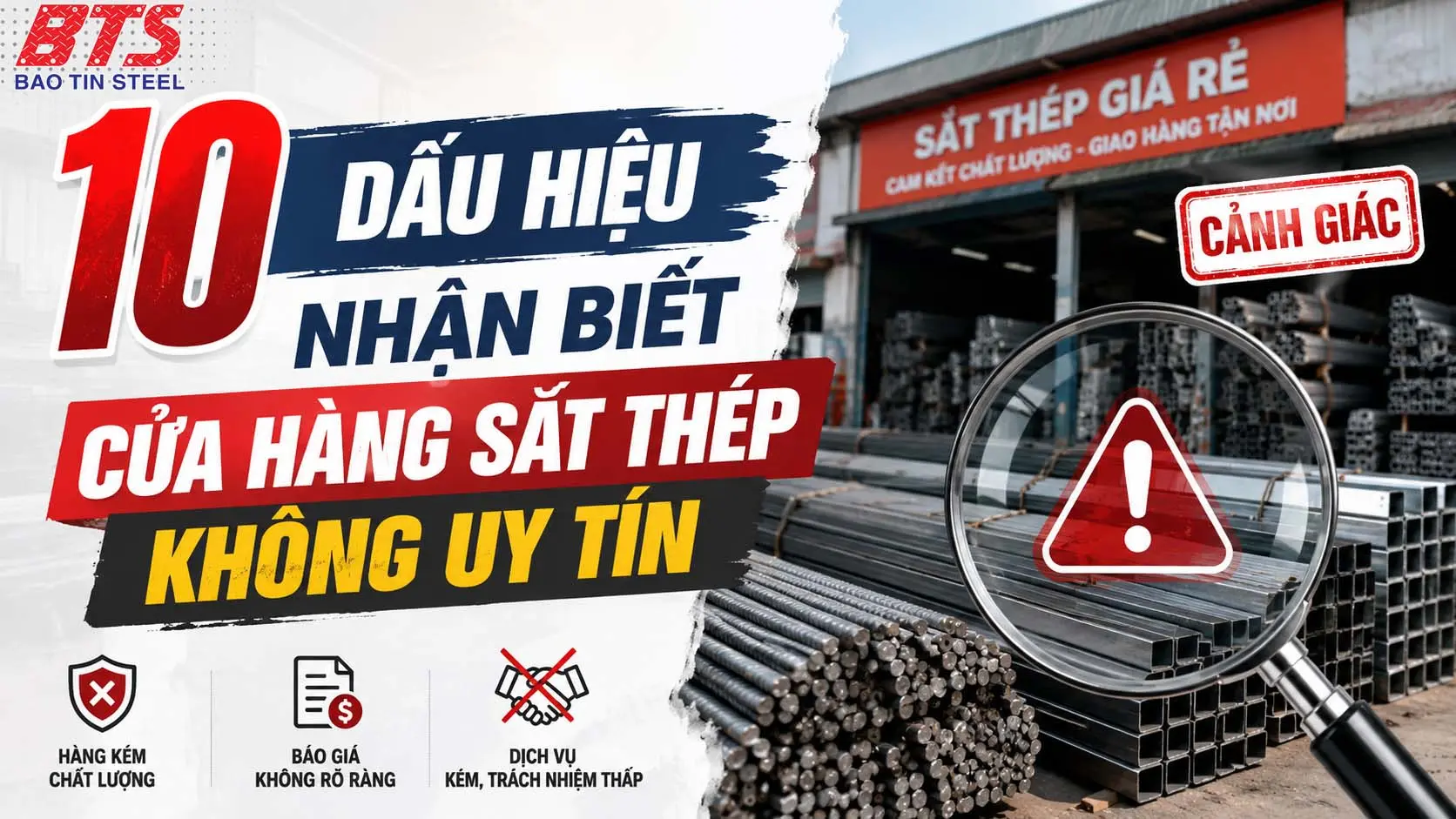 10 Dấu Hiệu Nhận Biết Cửa Hàng Sắt Thép Không Uy Tín