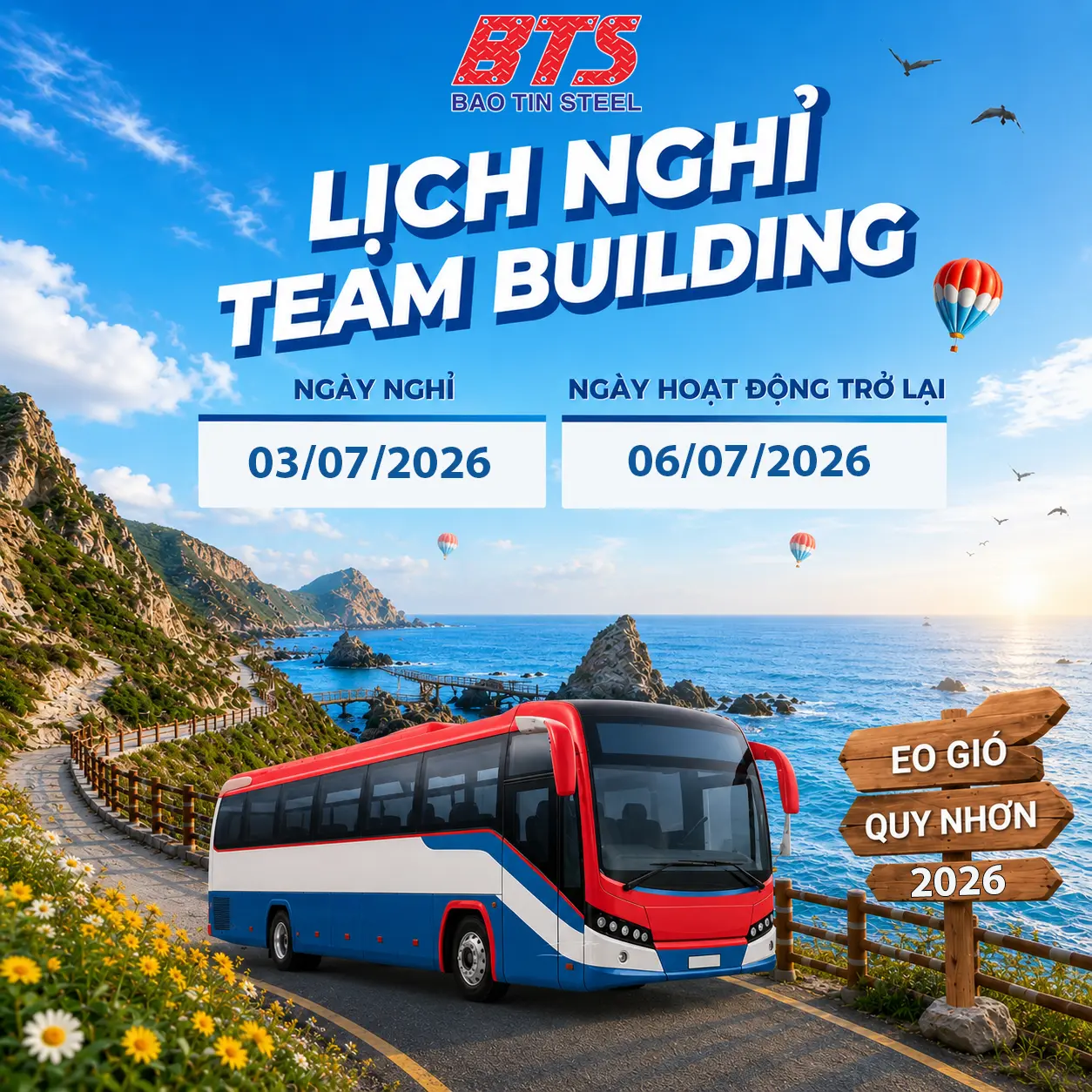 THÔNG BÁO: LỊCH NGHỈ TEAM BUILDING 2026 – THÉP BẢO TÍN
